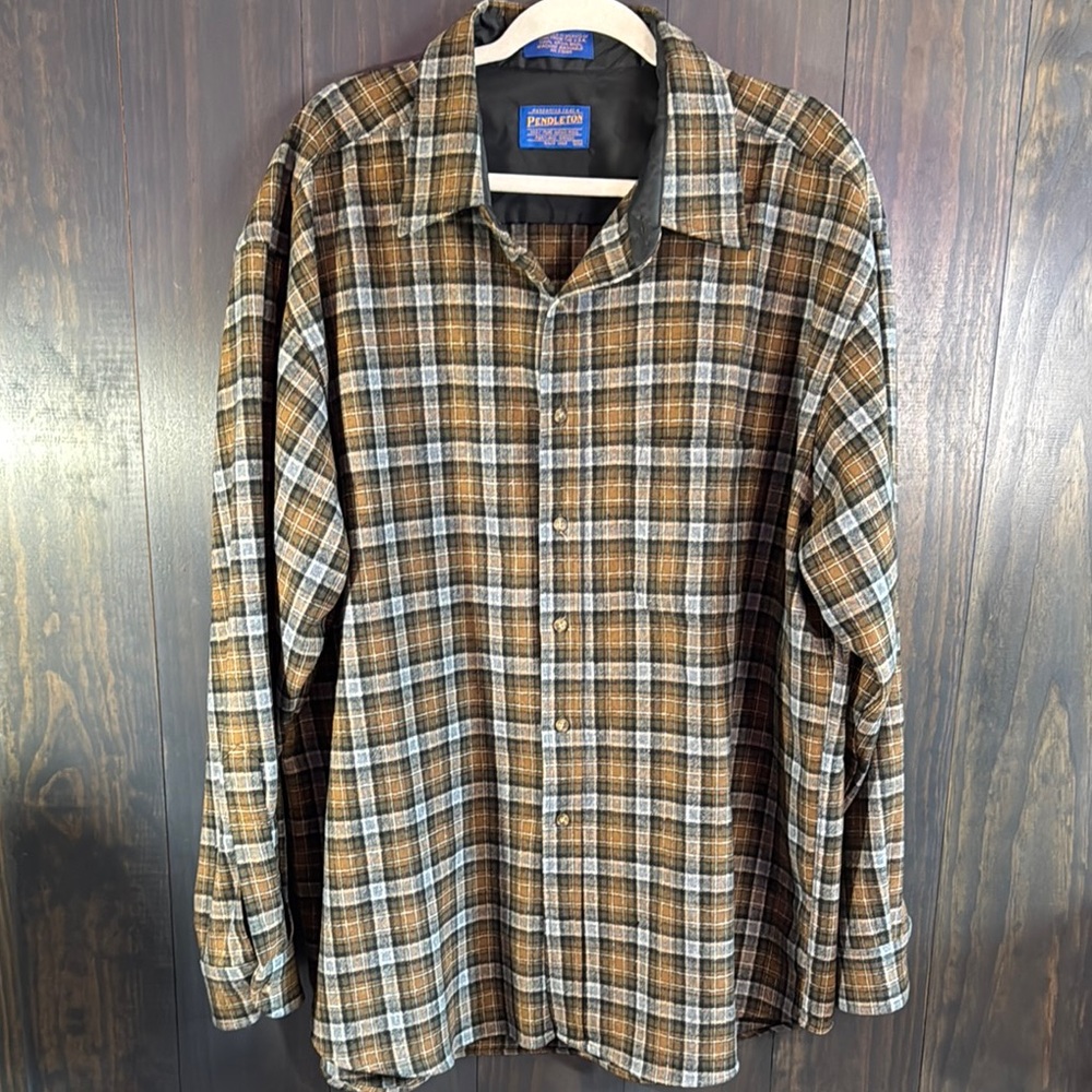 Vintage Pendleton Virgin Wool Long Sleeve Button Shirt Large USA Men's XXL